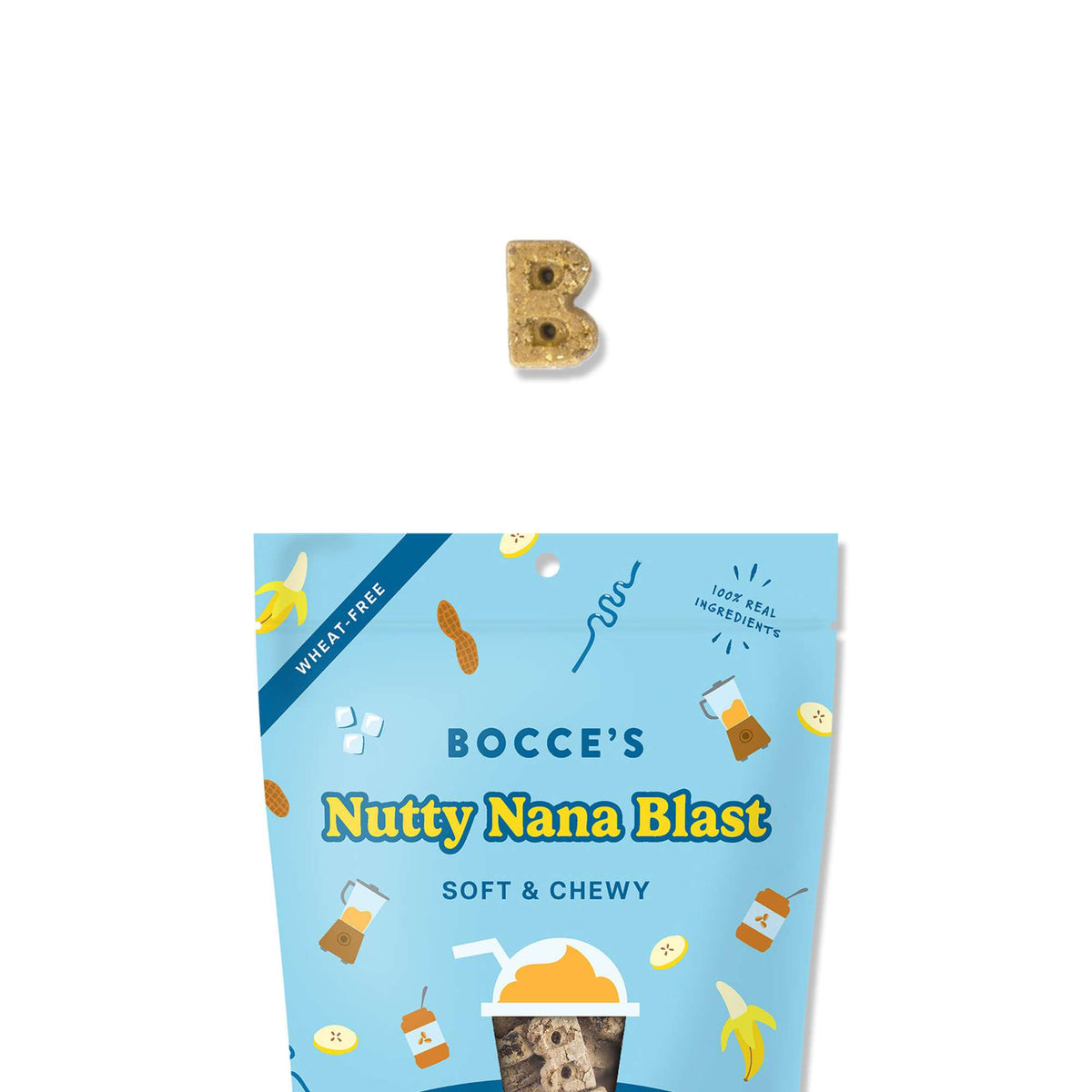 Bocce&#39;s Bakery Nutty Nana Blast Peanut Butter, Banana &amp; Carob Soft &amp; Chewy Dog Treats
