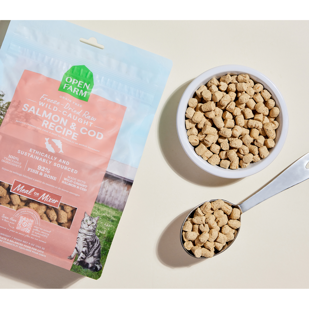 Open Farm Freeze-Dried Raw Wild Caught Salmon &amp; Cod Meal or Mixer Cat Food