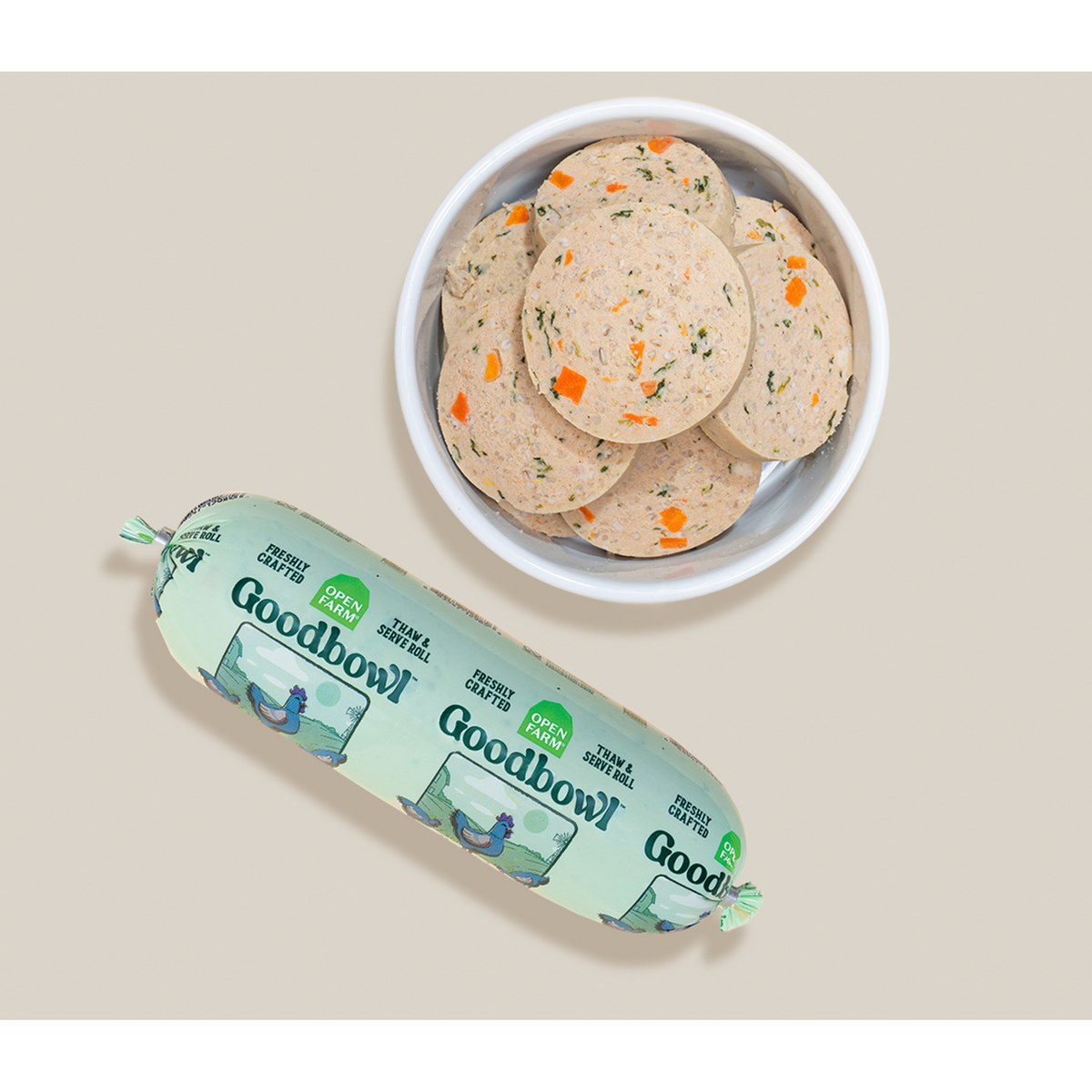 Open Farm Goodbowl Gently Cooked Harvest Chicken Frozen Roll Dog Food