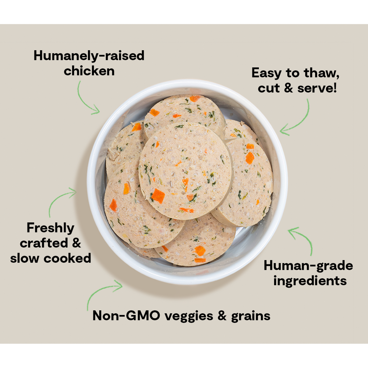 Open Farm Goodbowl Gently Cooked Harvest Chicken Frozen Roll Dog Food