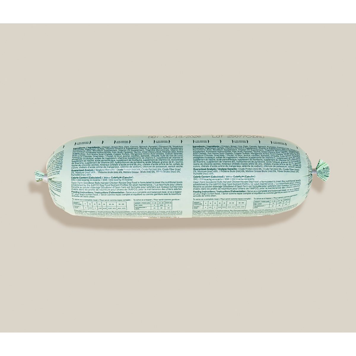 Open Farm Goodbowl Gently Cooked Harvest Chicken Frozen Roll Dog Food