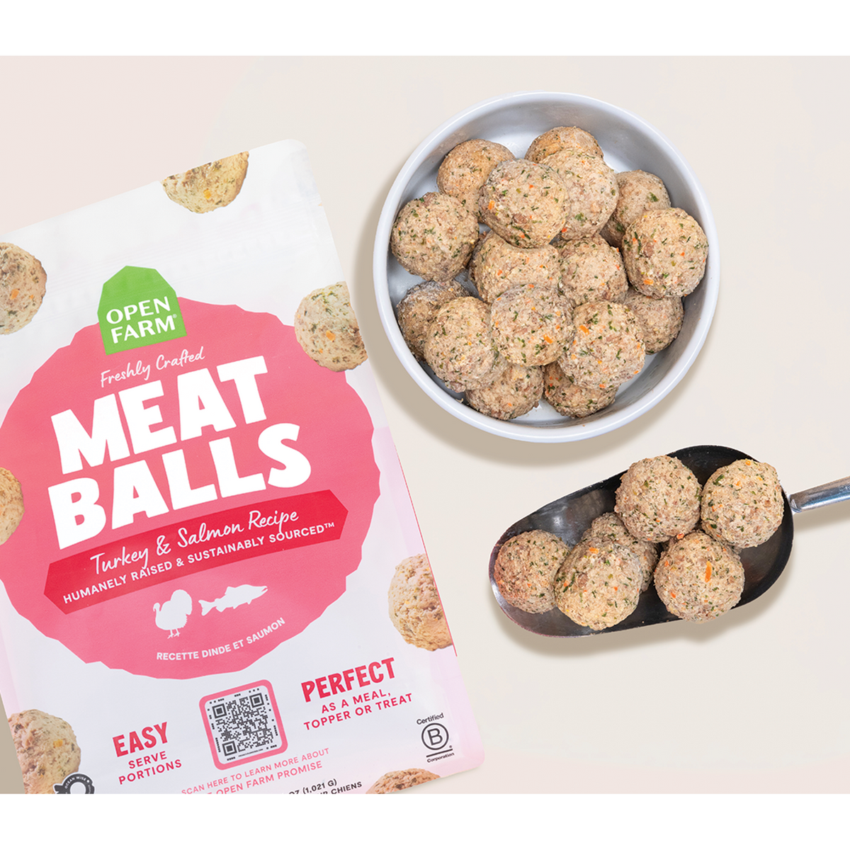 Open Farm Gently Cooked Meatballs Turkey & Salmon Frozen Dog Food