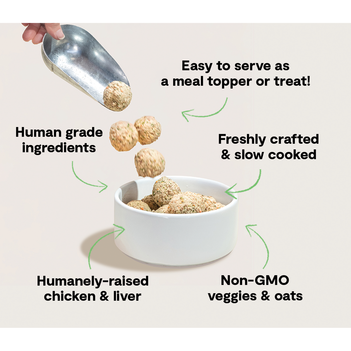 Open Farm Gently Cooked Harvest Chicken Freshly Crafted Meatballs Frozen Dog Food