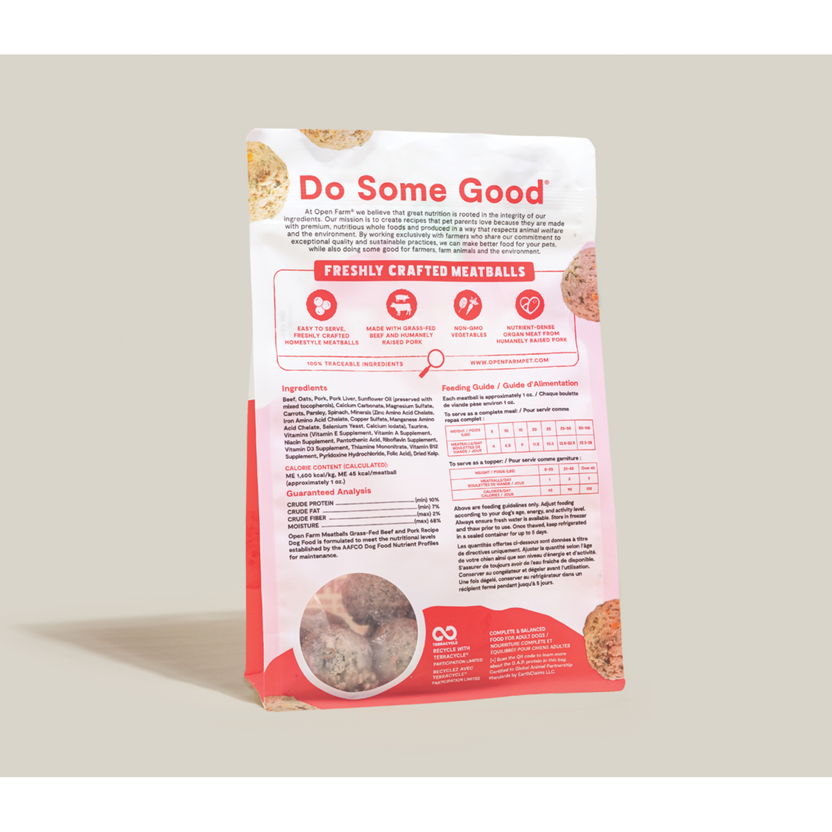 Open Farm Gently Cooked Meatballs Grass-Fed Beef & Pork Frozen Dog Food