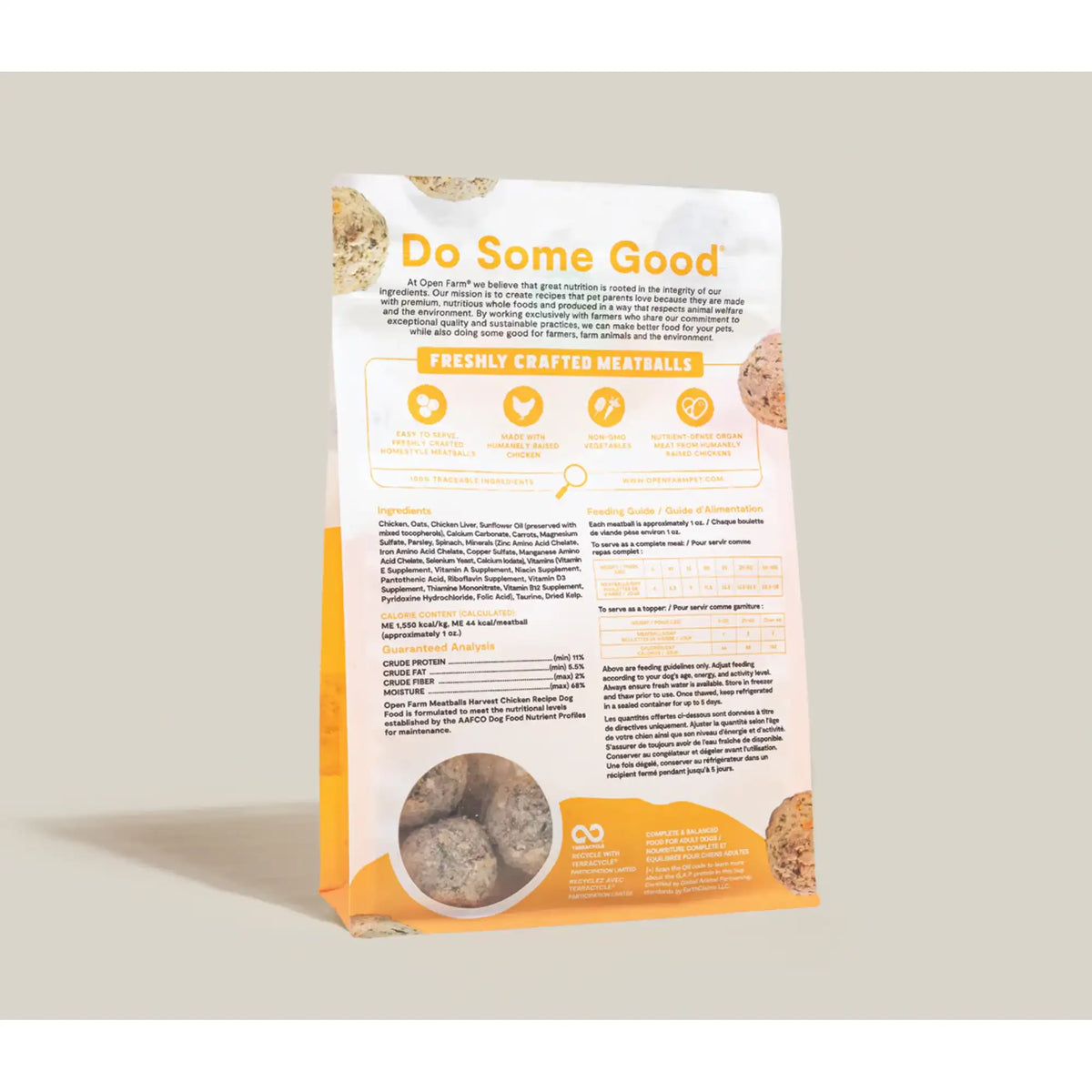 Open Farm Gently Cooked Harvest Chicken Freshly Crafted Meatballs Frozen Dog Food