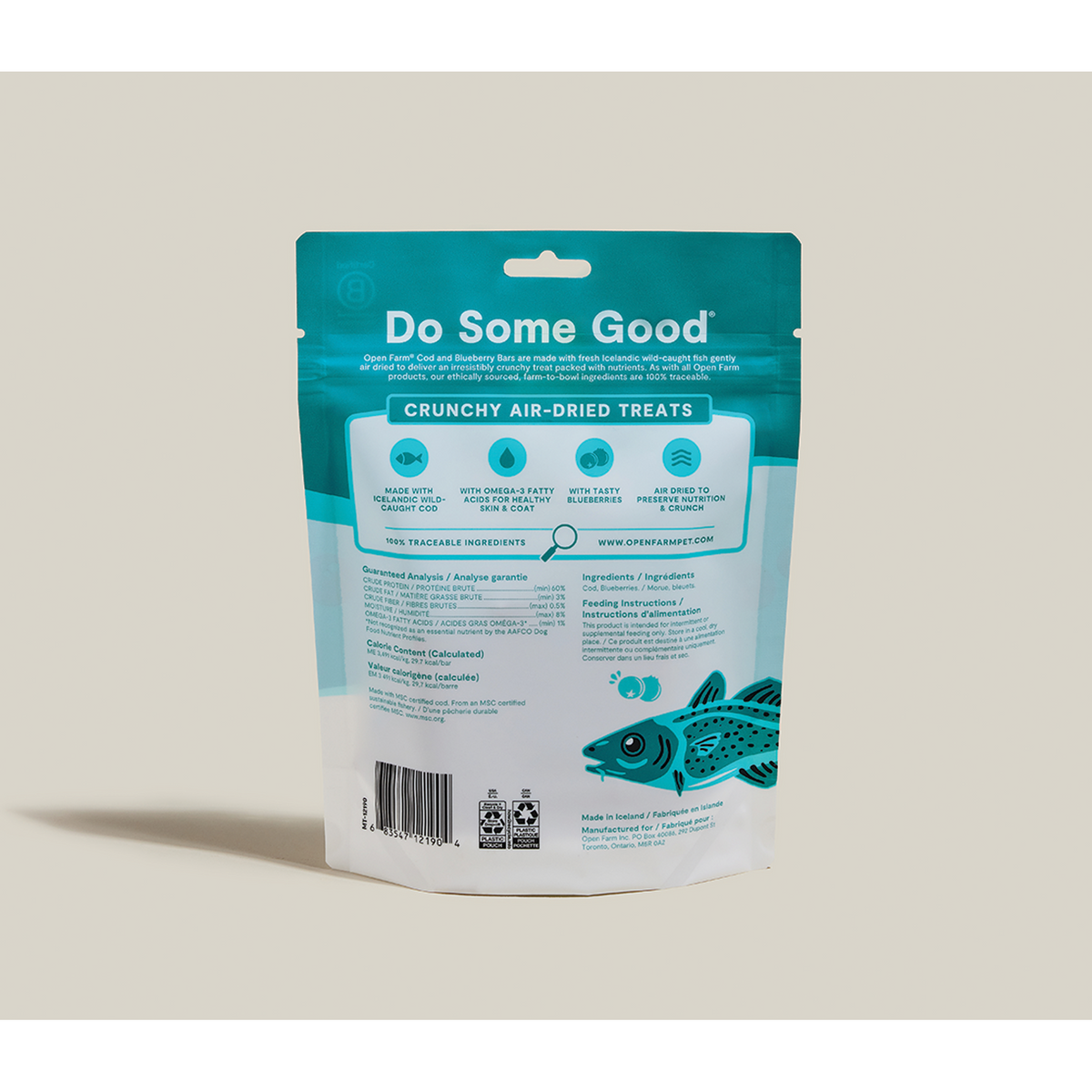 Open Farm Air-Dried Cod & Blueberry Bars Dog Treats