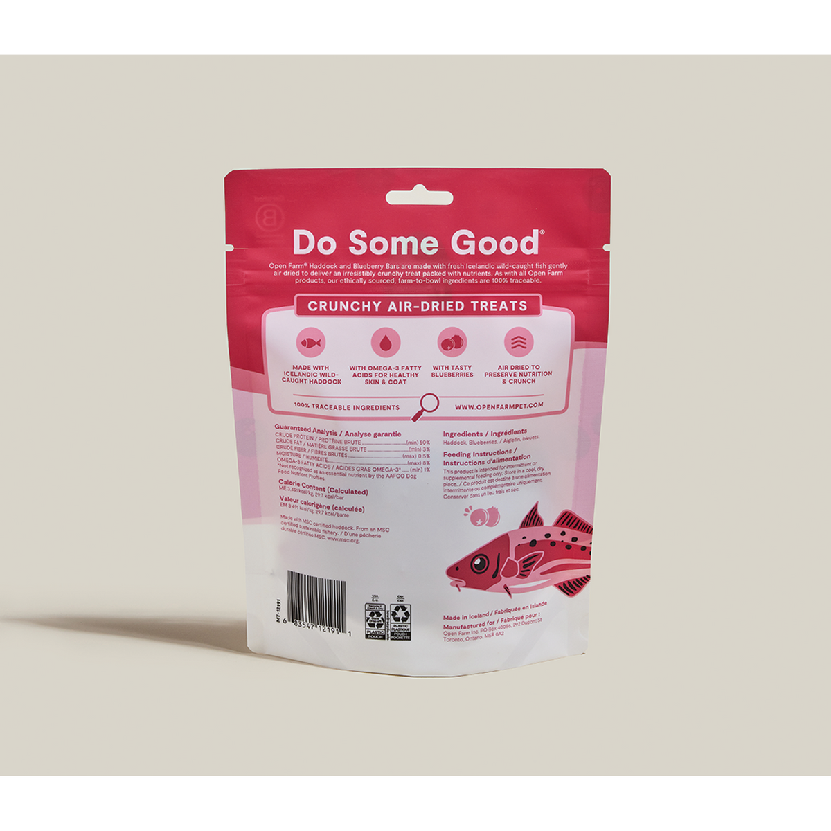 Open Farm Air-Dried Haddock & Blueberry Bars Dog Treats