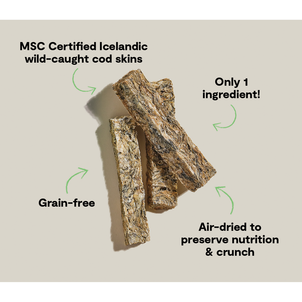 Open Farm Air-Dried Cod Skin Sticks Dog Treats