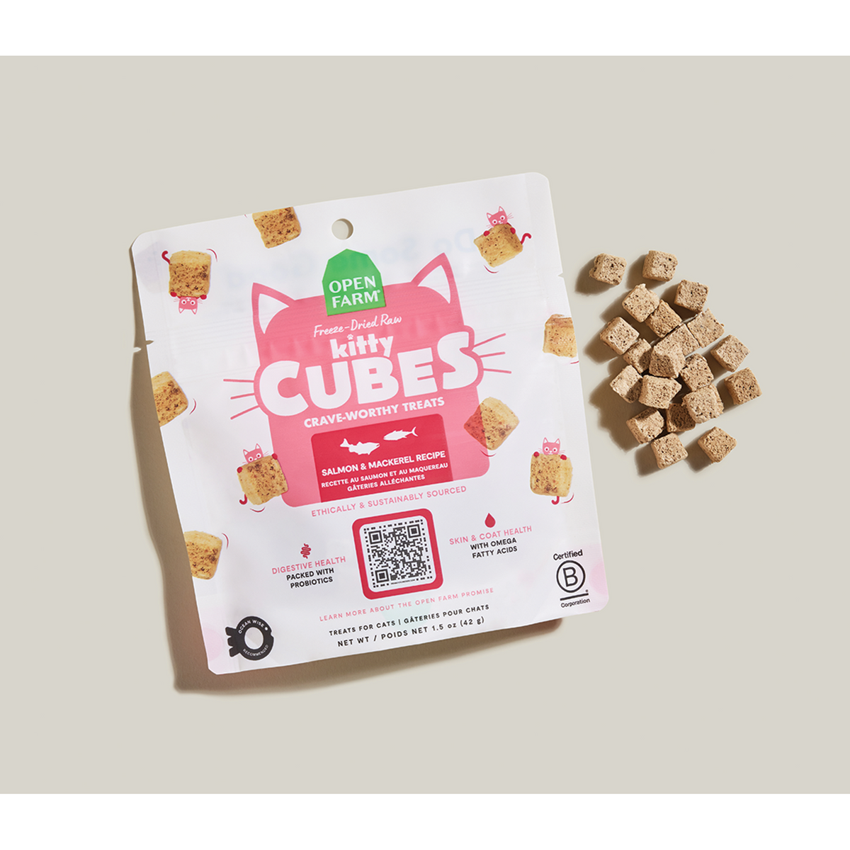 Open Farm Freeze-Dried Raw Kitty Cubes Salmon & Mackerel Cat Treats