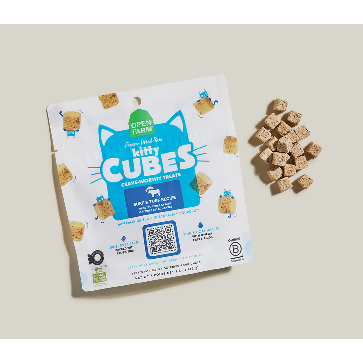 Open Farm Freeze-Dried Raw Kitty Cubes Surf & Turf Cat Treats