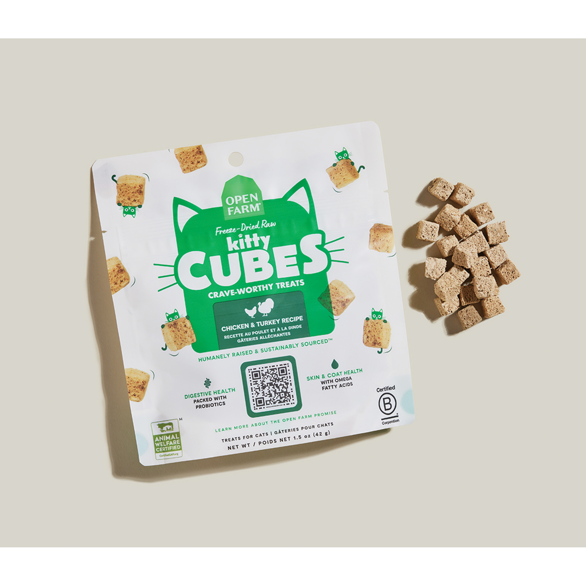 Open Farm Freeze-Dried Raw Kitty Cubes Chicken & Turkey Cat Treats