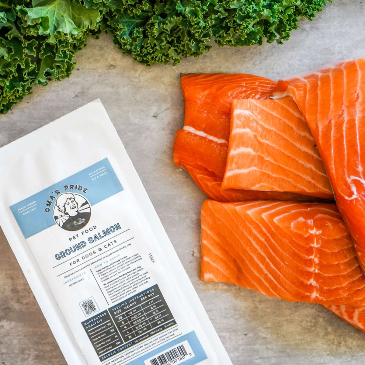 Oma&#39;s Pride Frozen Raw Ground Salmon for Dogs &amp; Cats