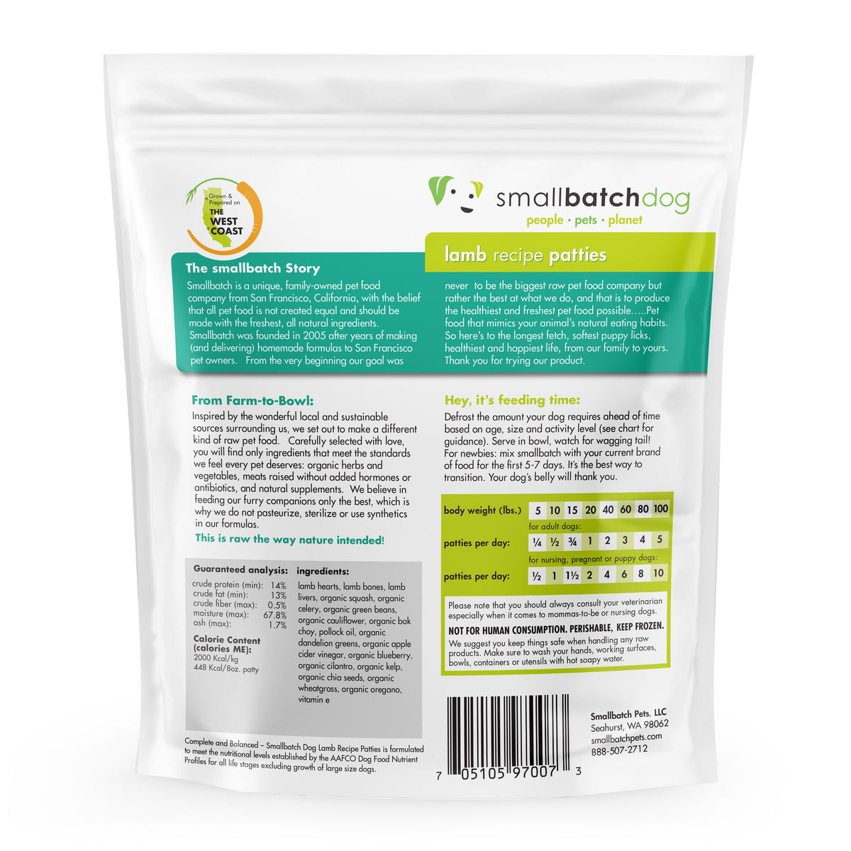 Small Batch Lamb Patties Frozen Raw Dog Food