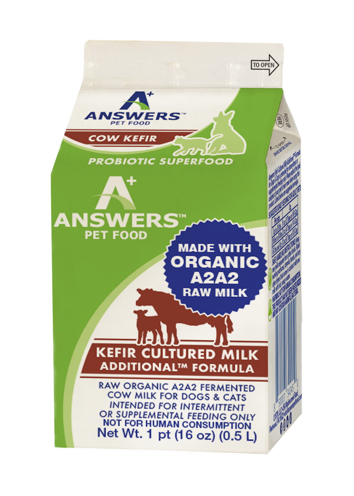 Answers Dog &amp; Cat Frozen Raw Cow Milk Kefir