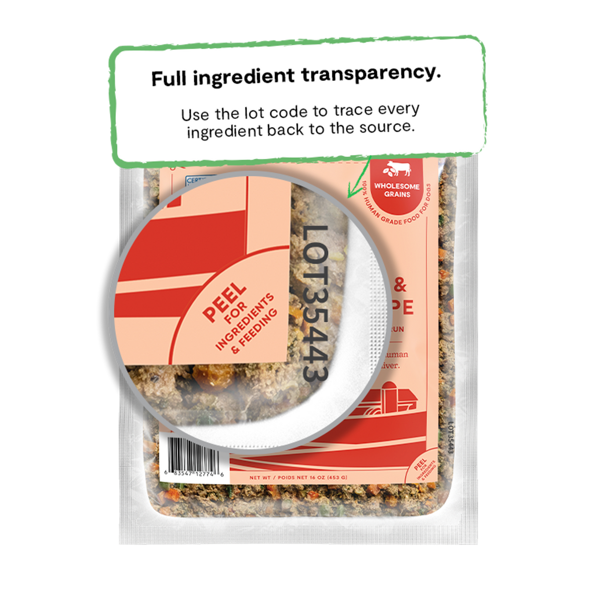Open Farm Gently Cooked Grass-Fed Beef &amp; Brown Rice Frozen Dog Food