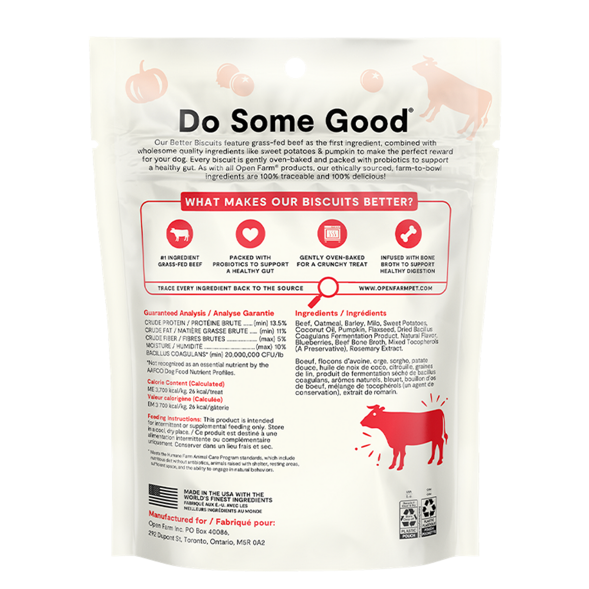 Open Farm Oven-Baked Better Biscuits Beef &amp; Oatmeal Dog Treats