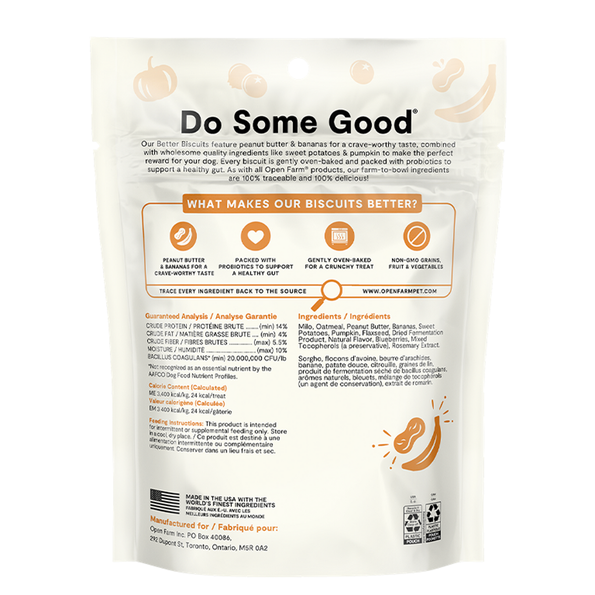 Open Farm Oven-Baked Better Biscuits Peanut Butter &amp; Banana Dog Treats