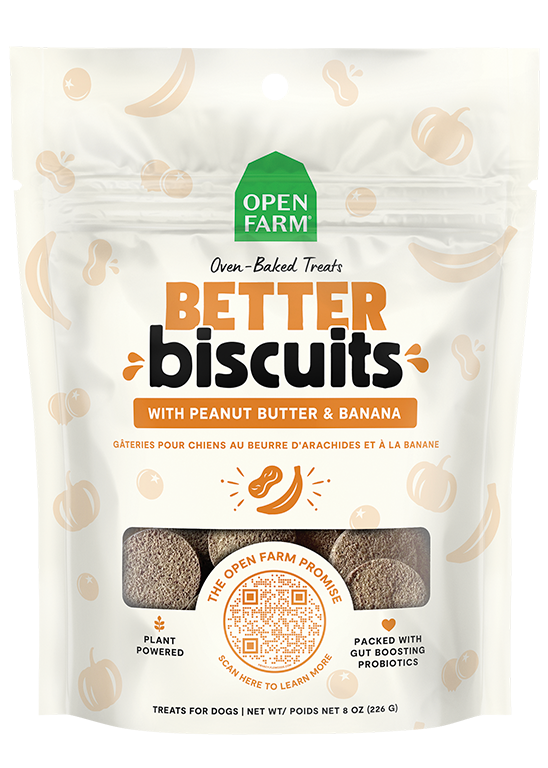 Open Farm Oven-Baked Better Biscuits Peanut Butter &amp; Banana Dog Treats