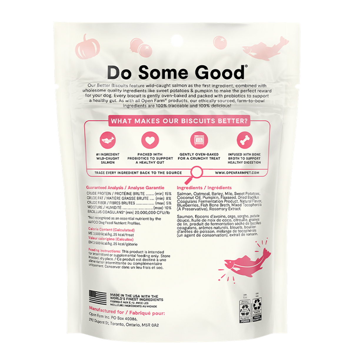 Open Farm Oven-Baked Better Biscuits Wild-Caught Salmon &amp; Oatmeal Dog Treats