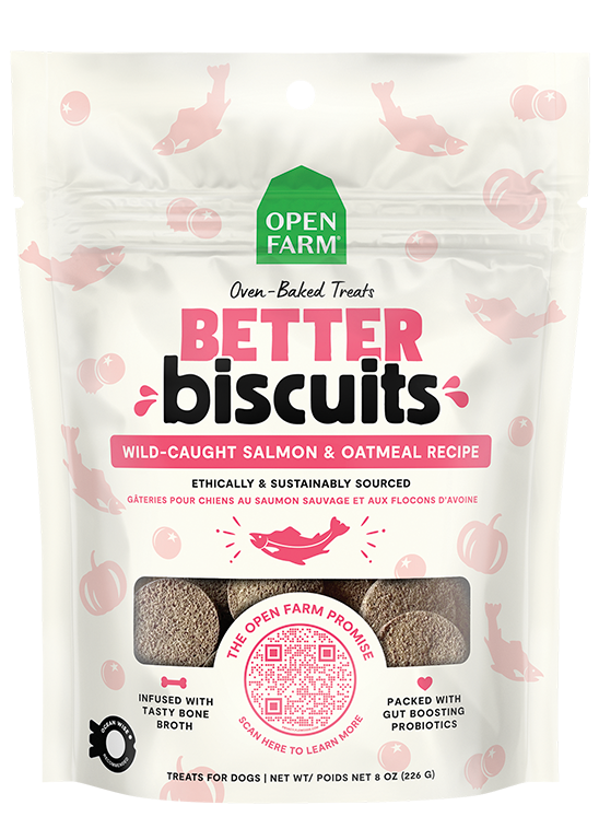 Open Farm Oven-Baked Better Biscuits Wild-Caught Salmon &amp; Oatmeal Dog Treats