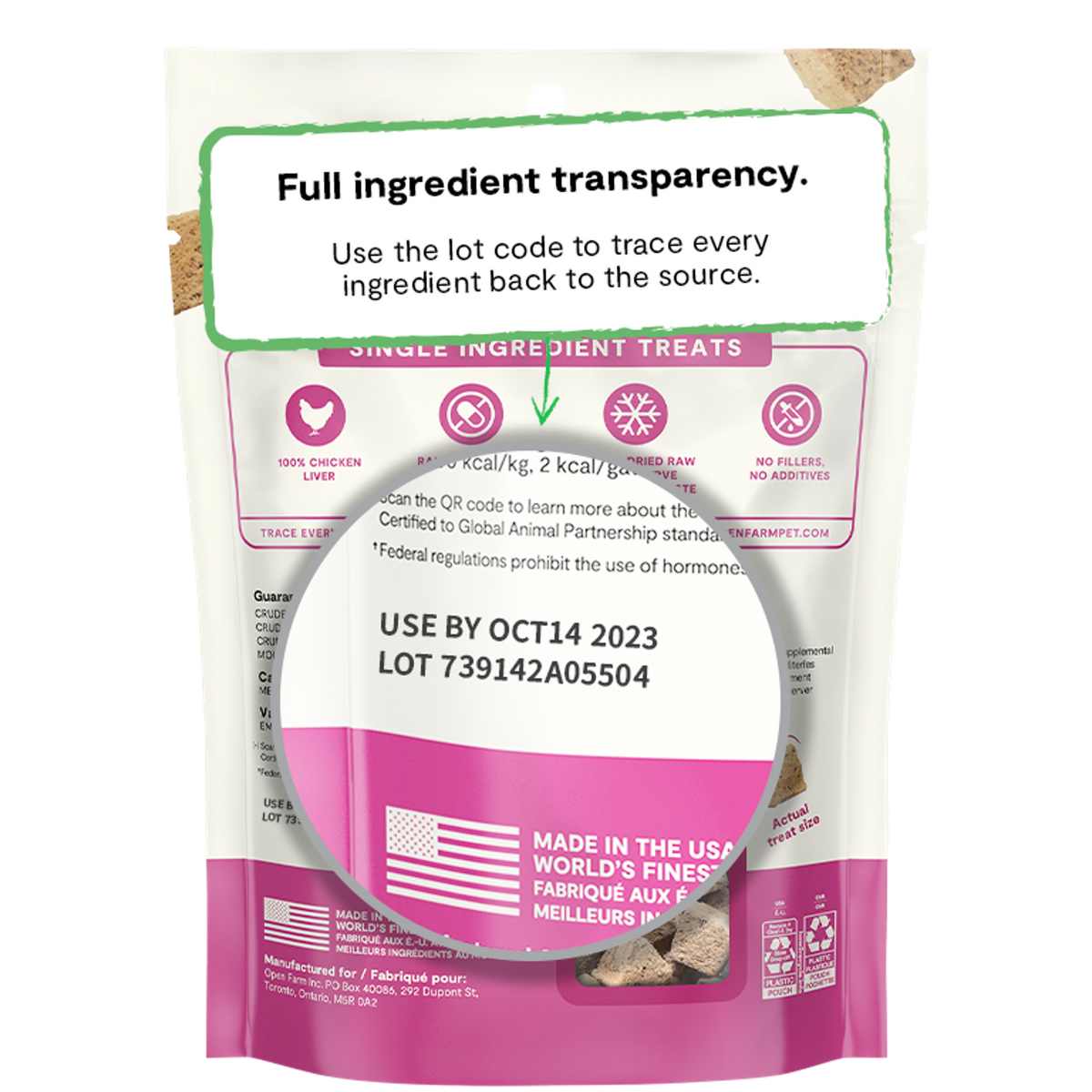 Open Farm Freeze-Dried Raw Cubes Chicken Liver Dog Treats