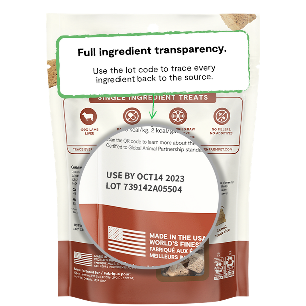 Open Farm Freeze-Dried Raw Cubes Lamb Liver Dog Treats