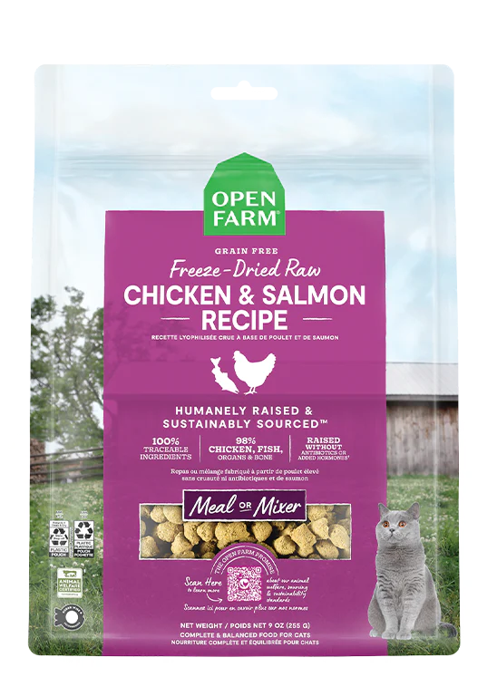 Open Farm Freeze-Dried Raw Chicken &amp; Salmon Meal or Mixer Cat Food