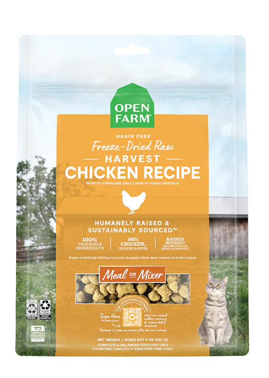 Open Farm Freeze-Dried Raw Harvest Chicken Meal or Mixer Cat Food
