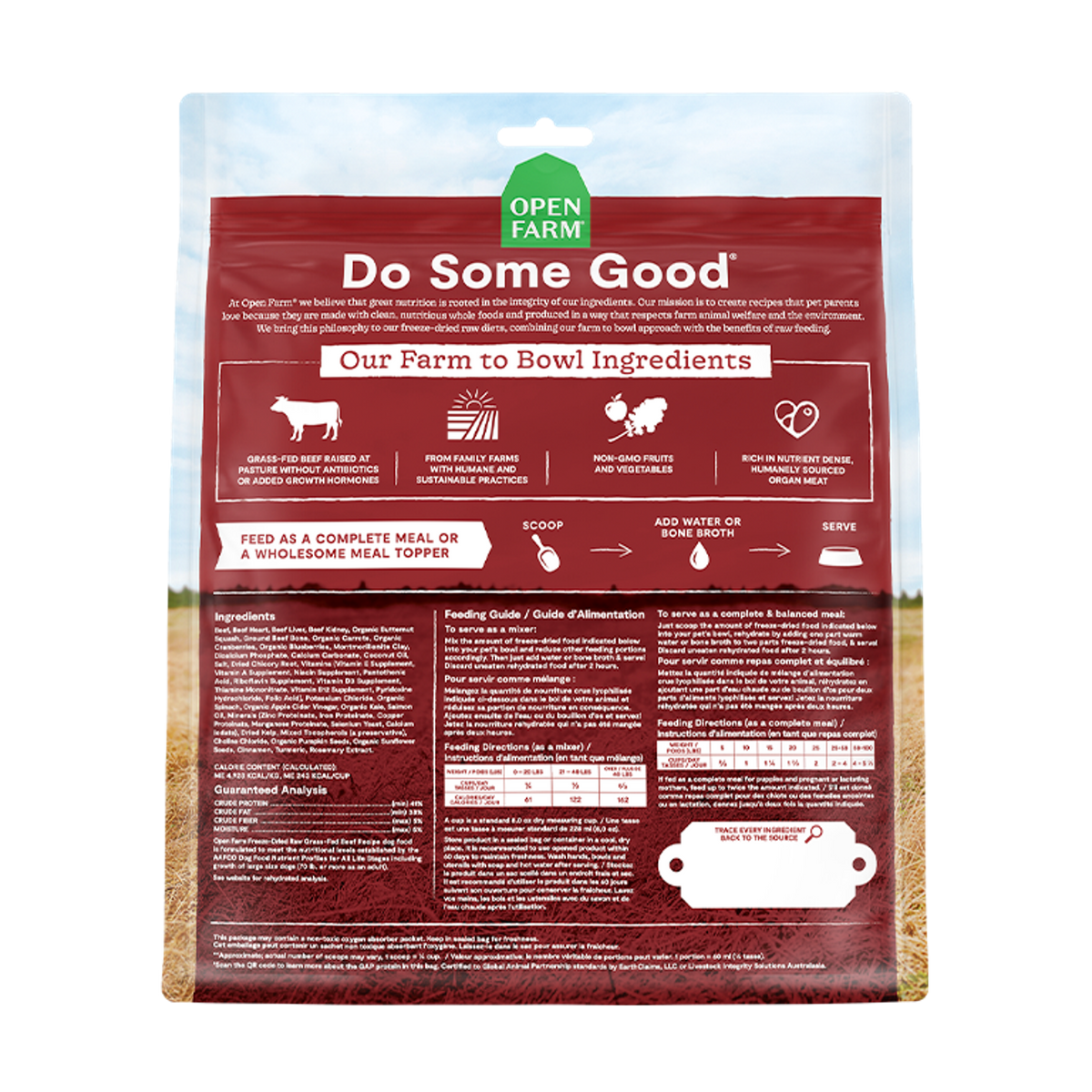 Open Farm Freeze-Dried Raw Grass-Fed Beef Meal or Mixer Dog Food