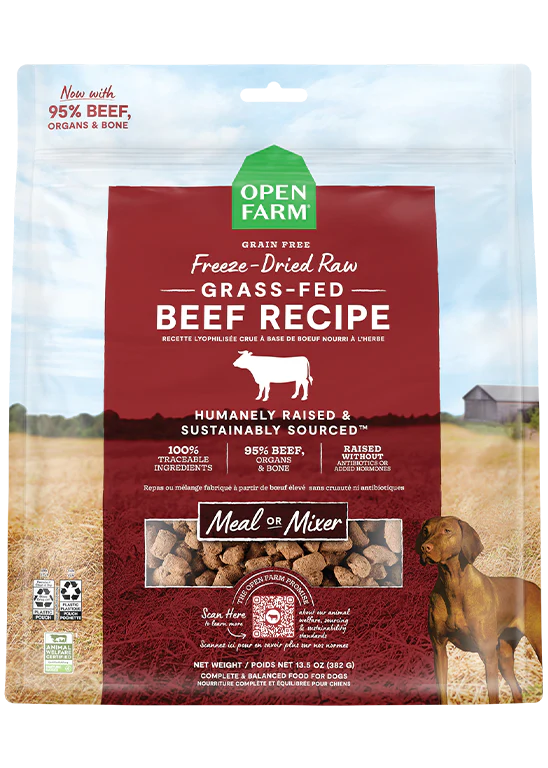 Open Farm Freeze-Dried Raw Grass-Fed Beef Meal or Mixer Dog Food