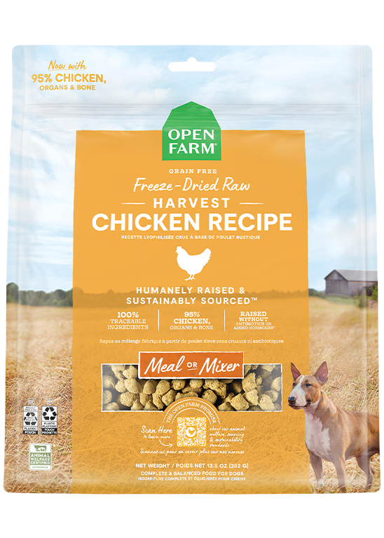 Open Farm Freeze-Dried Raw Harvest Chicken Meal or Mixer Dog Food