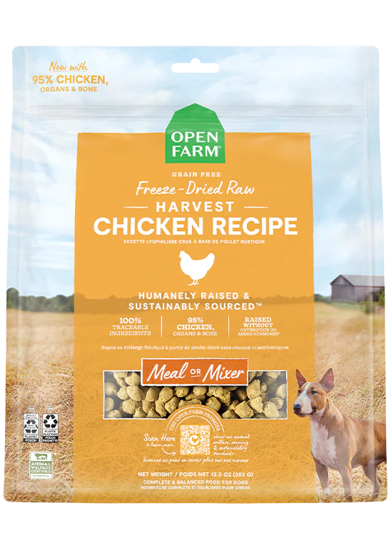 Open Farm Freeze-Dried Raw Harvest Chicken Meal or Mixer Dog Food