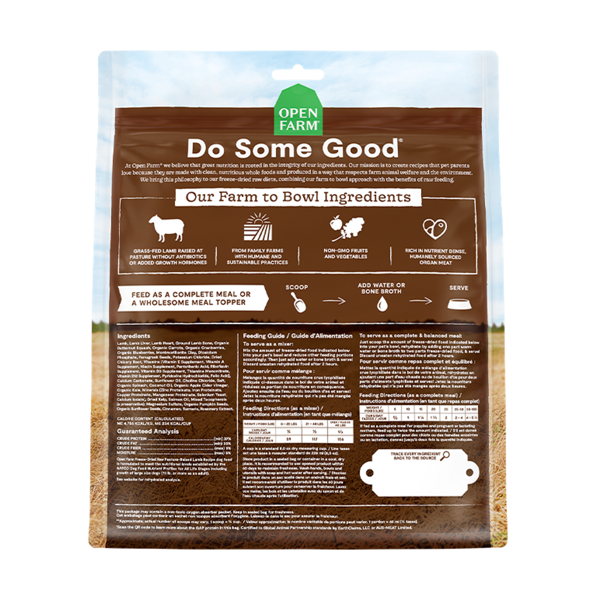 Open Farm Freeze-Dried Raw Pasture Raised Lamb Meal or Mixer Dog Food
