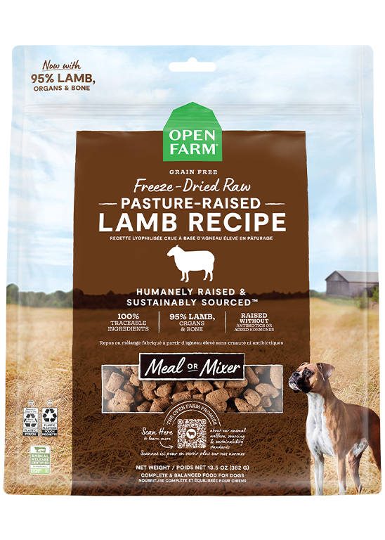 Open Farm Freeze-Dried Raw Pasture Raised Lamb Meal or Mixer Dog Food