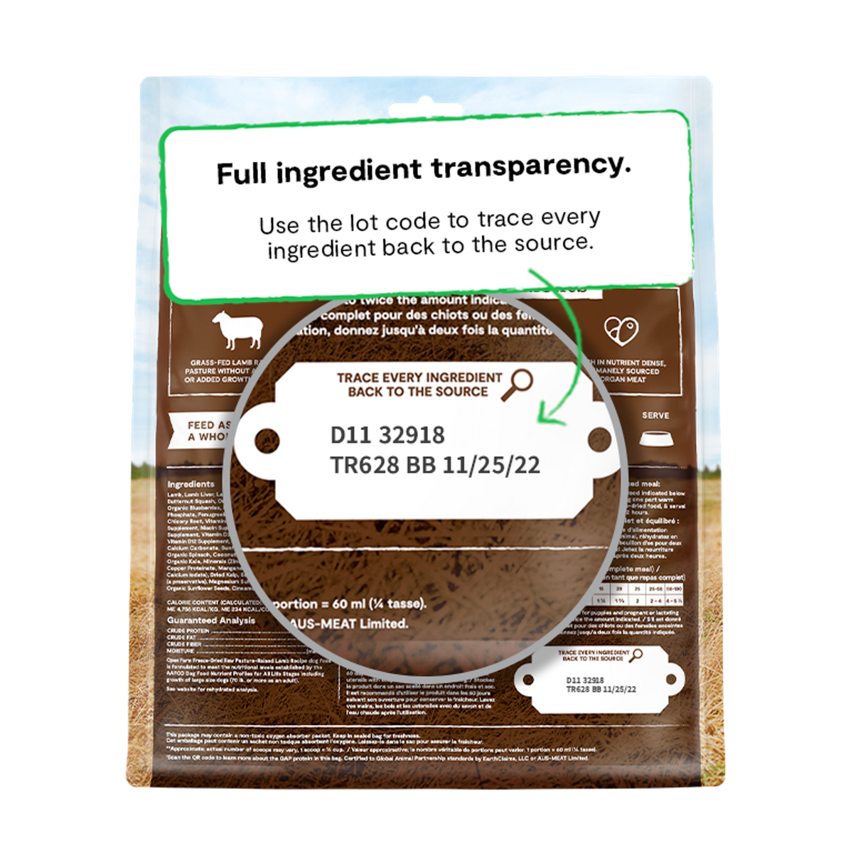Open Farm Freeze-Dried Raw Pasture Raised Lamb Meal or Mixer Dog Food