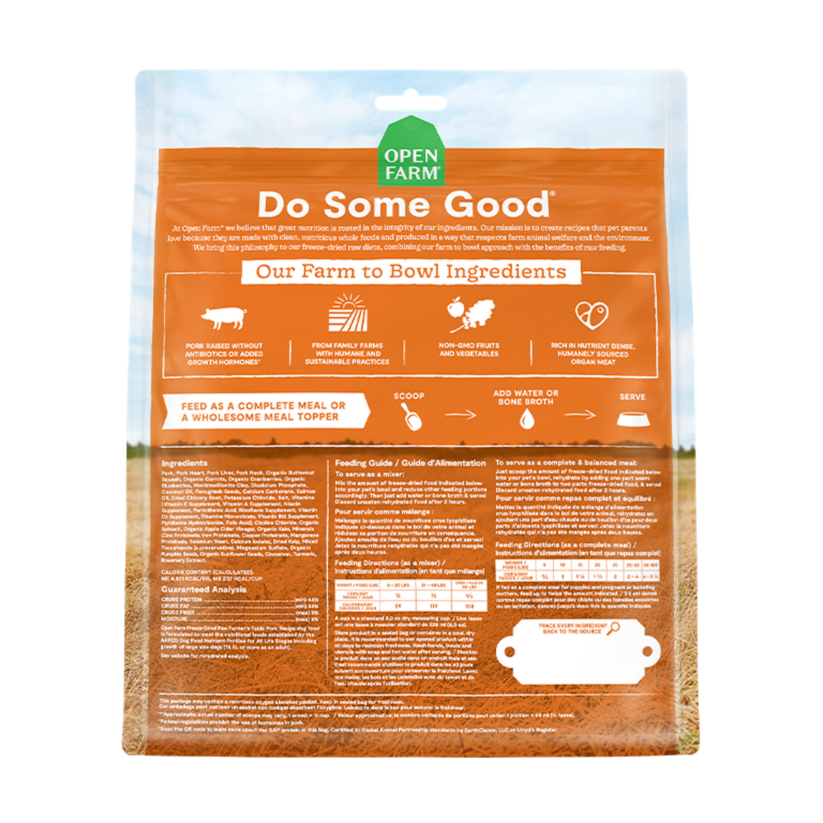 Open Farm Freeze-Dried Raw Farmer&#39;s Table Pork Meal or Mixer Dog Food