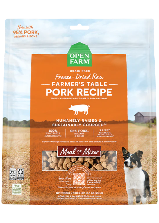 Open Farm Freeze-Dried Raw Farmer&#39;s Table Pork Meal or Mixer Dog Food