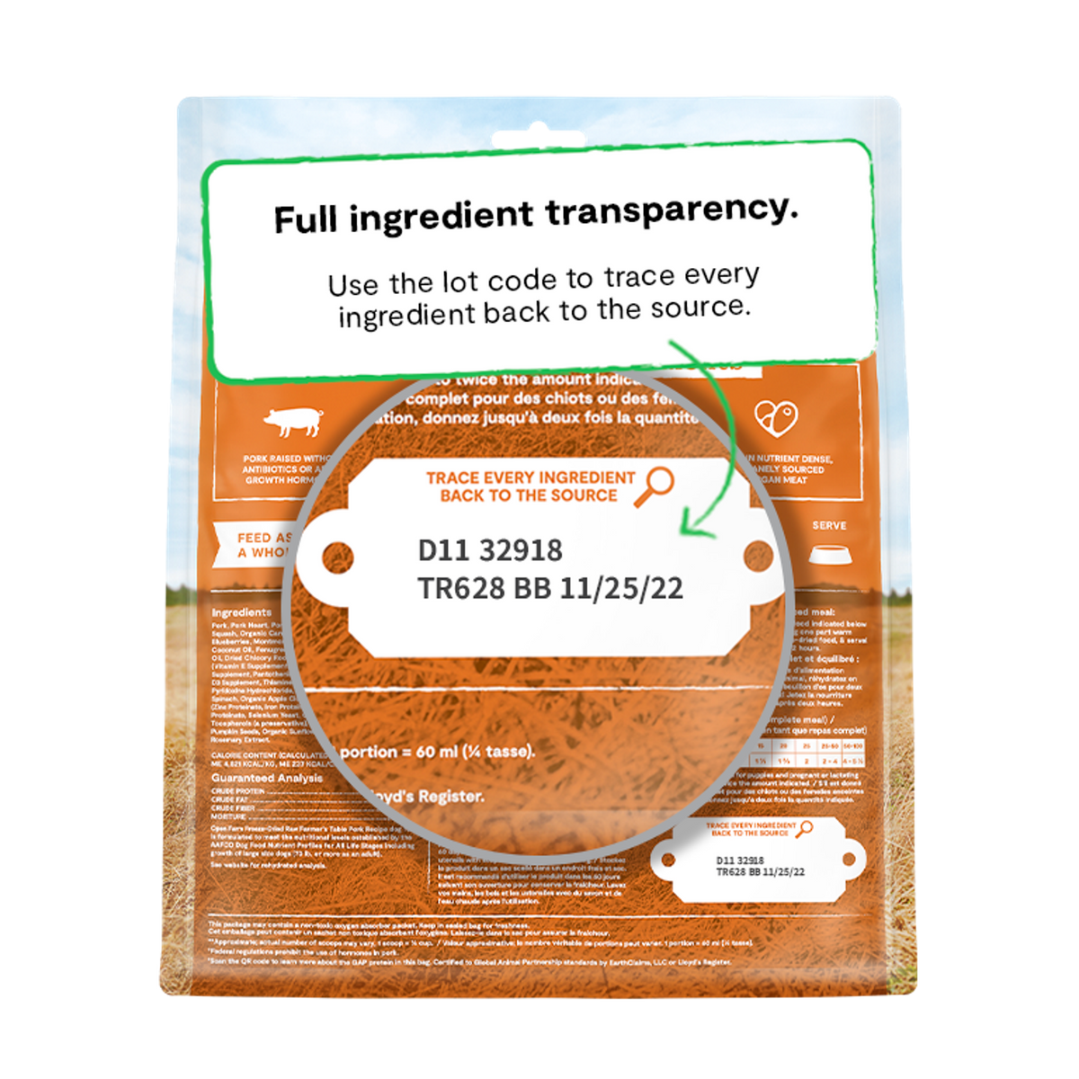 Open Farm Freeze-Dried Raw Farmer&#39;s Table Pork Meal or Mixer Dog Food