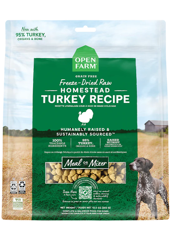 Open Farm Freeze-Dried Raw Homestead Turkey Meal or Mixer Dog Food