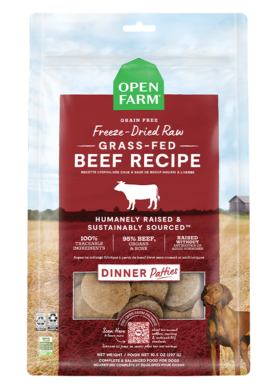 Open Farm Freeze-Dried Raw Beef Dinner Patties Dog Food