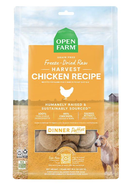 Open Farm Freeze-Dried Raw Chicken Dinner Patties Dog Food