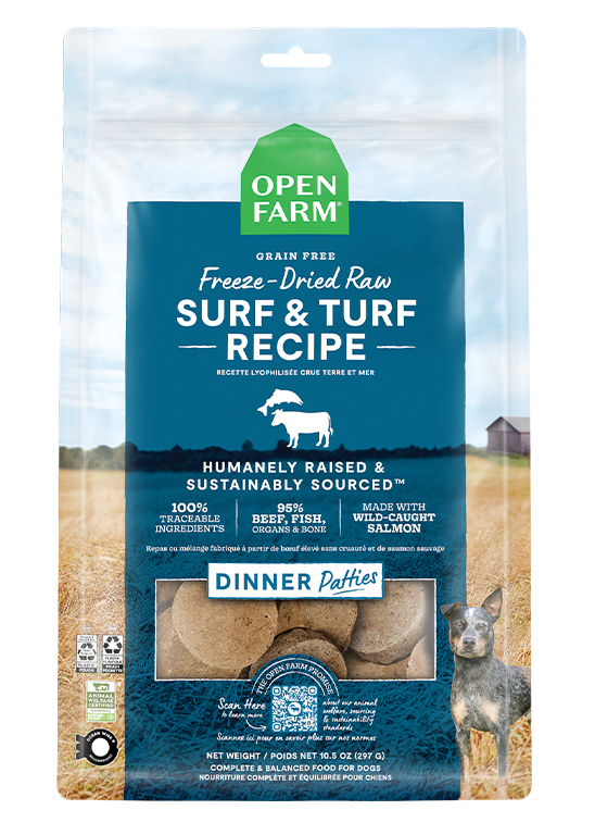 Open Farm Freeze-Dried Raw Surf &amp; Turf Dinner Patties Dog Food