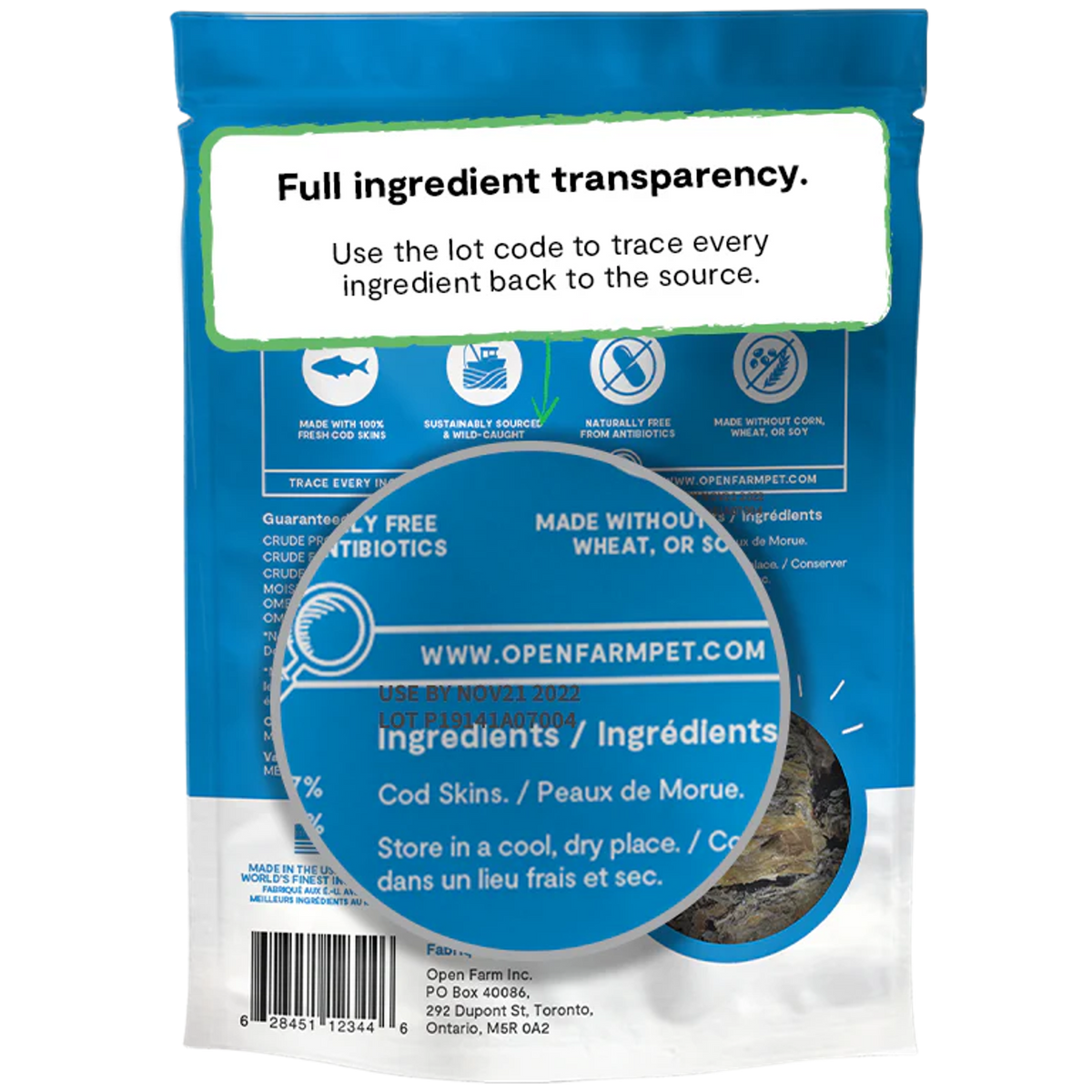 Open Farm Dehydrated Cod Skins Dog Treats