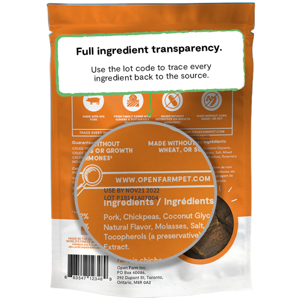 Open Farm Dehydrated Pork Dog Treats