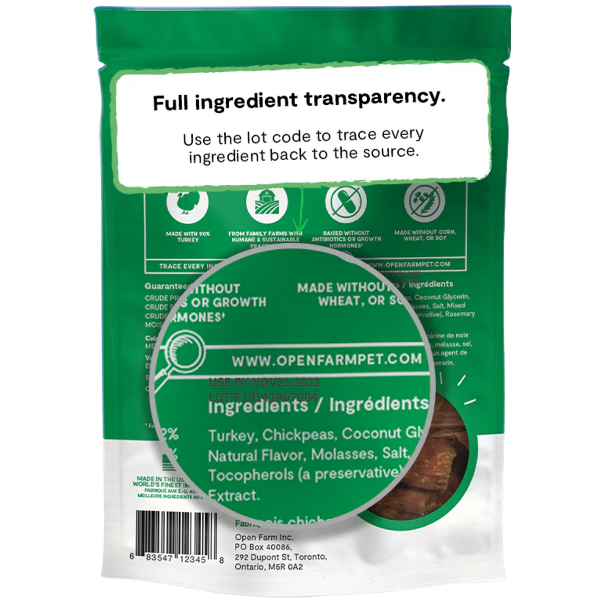 Open Farm Dehydrated Turkey Dog Treats