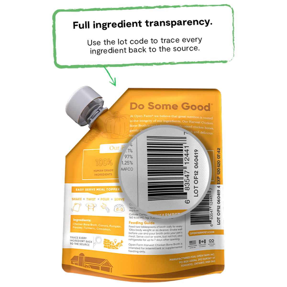 Open Farm Dog &amp; Cat Harvest Chicken Bone Broth