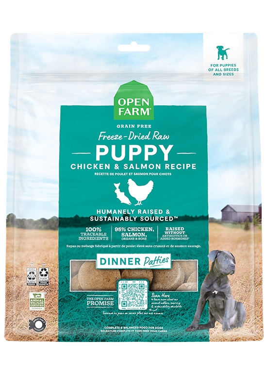 Open Farm Freeze-Dried Raw Puppy Chicken &amp; Salmon Dinner Patties Dog Food