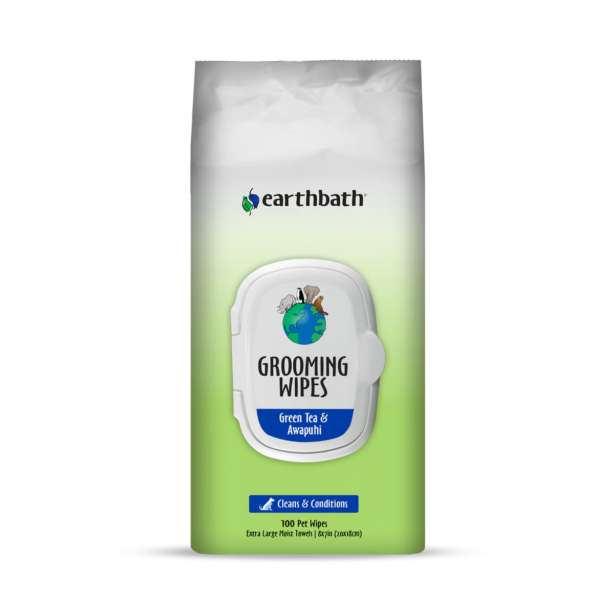 Earthbath Pet Grooming Wipes Green Tea & Awapuhi