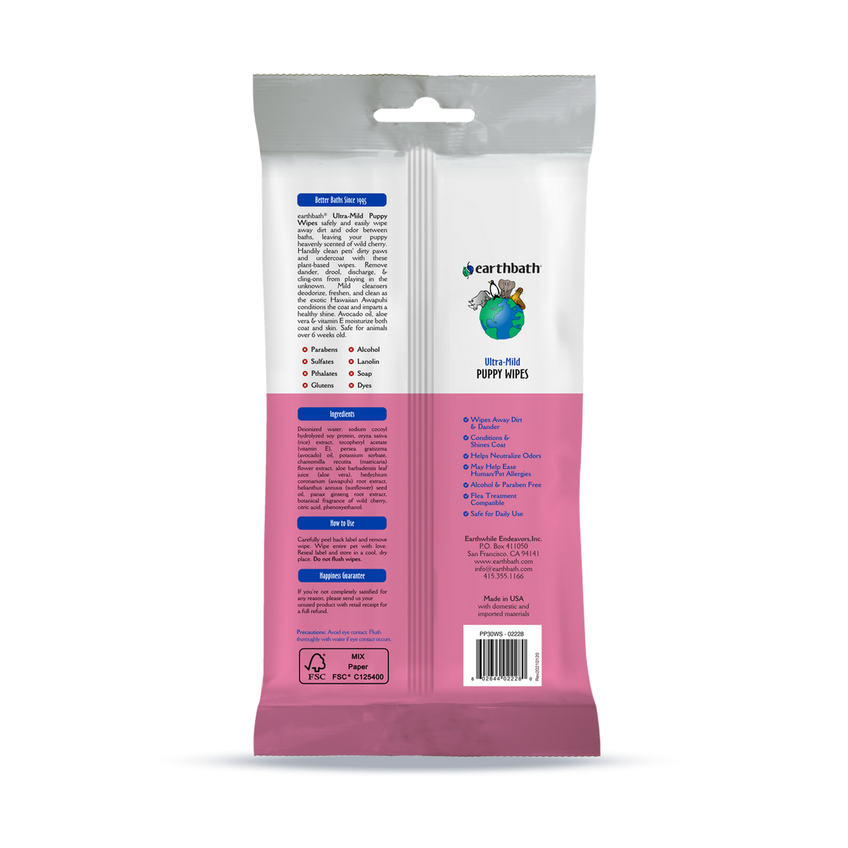 Earthbath Ultra-Mild Wild Cherry Puppy Wipes