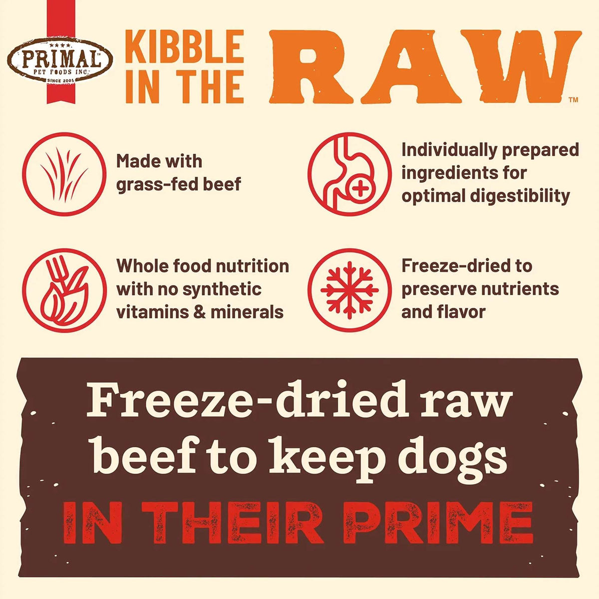 Primal Kibble in the Raw Freeze-Dried Raw Beef Dog Food